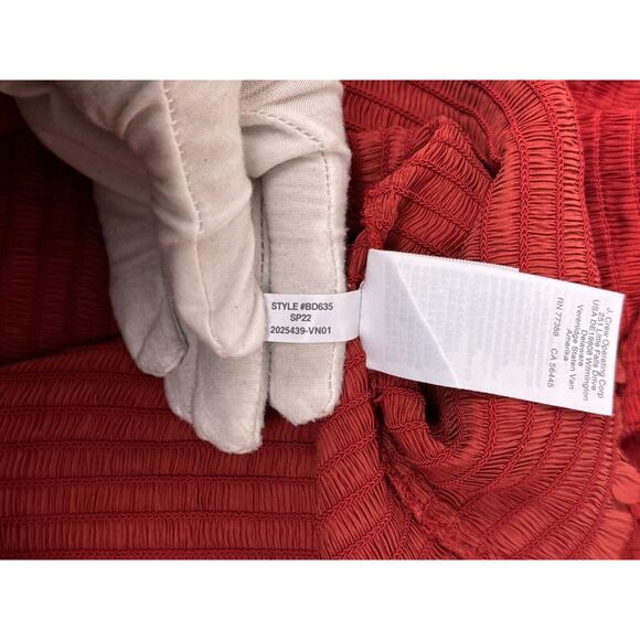 New J Crew Top 2X Womens Red Satin Smocked Square Neck Cropped Plus Size - Picture 9 of 9